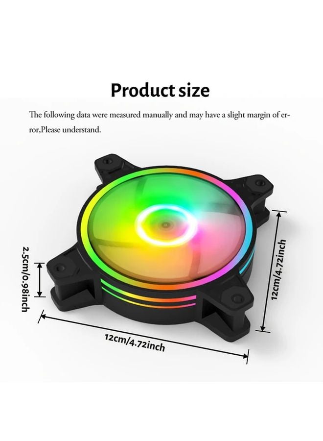 مروحة علبة الكمبيوتر ARGB بيضاء 3 قطع 4.72 بوصة تصميم حلقة مزدوجة 4 دبوس PWM 5 فولت 3 دبوس Sync - Image 2